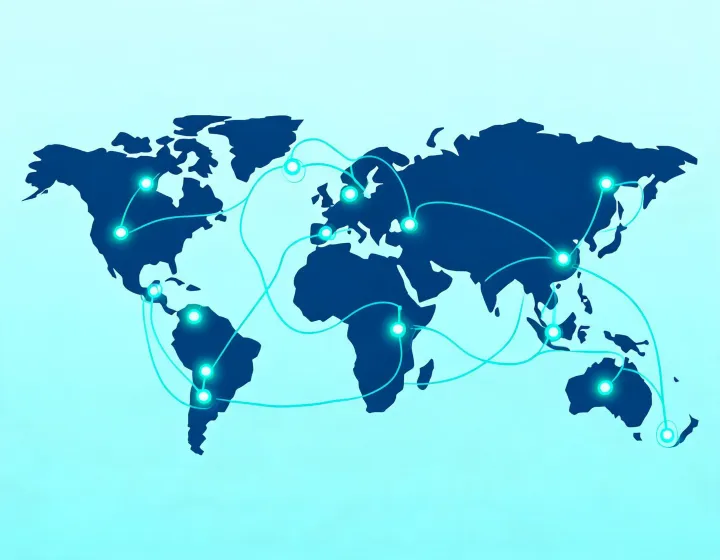 Abstract global solar project support map